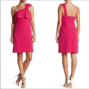 Adrianna Papell One Shoulder Bow Pink Dress 2